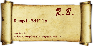 Rumpl Béla névjegykártya